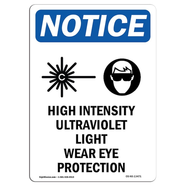 Sign, 5" H, High Intensity Ultraviolet Sign, Portrait, NS-D-35-V-13471-10PK